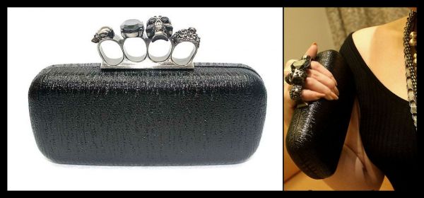 Punk Skull box clutch in Black