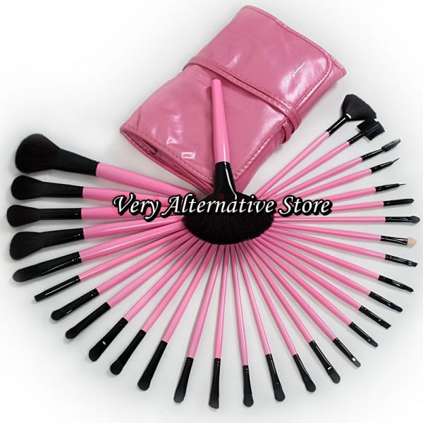 Kit 32 pincéis preto e rosa