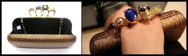 Punk Skull box clutch in gold