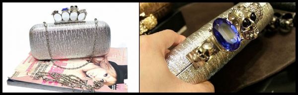 Punk Skull box clutch in Silver